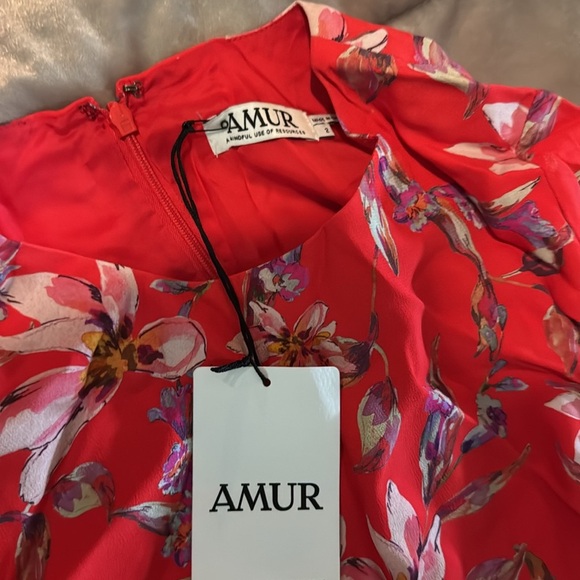 NWT AMUR Alexia Red Floral Ruffle Midi Dress As Seen On TV Size 2 – Retail $598 - Picture 8 of 8